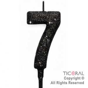 VELA NUMERAL CHICO 5.5 CM CON GIBRE NEGRO NUMERO 7 x 1